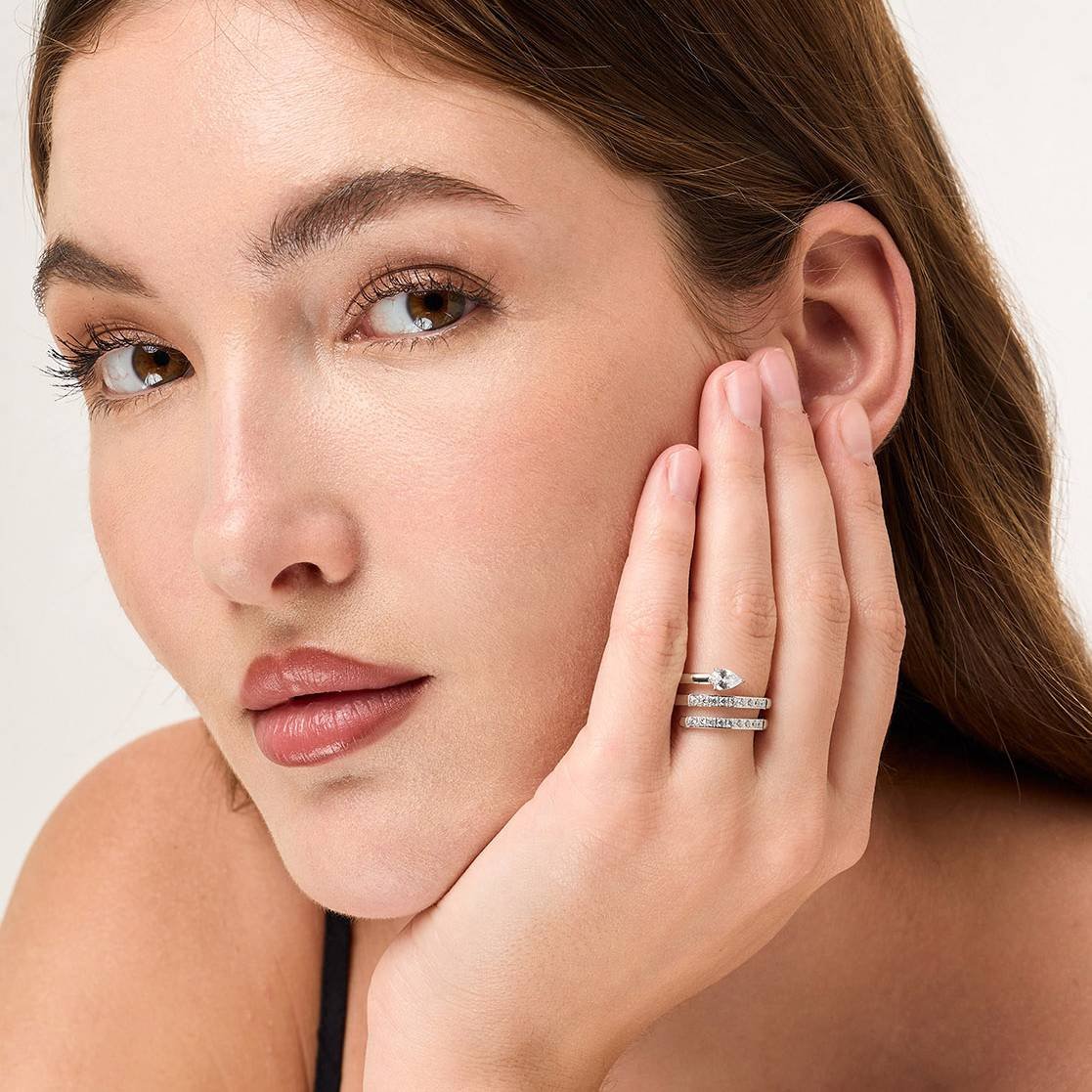 Serpentine Crystal Ring Silver