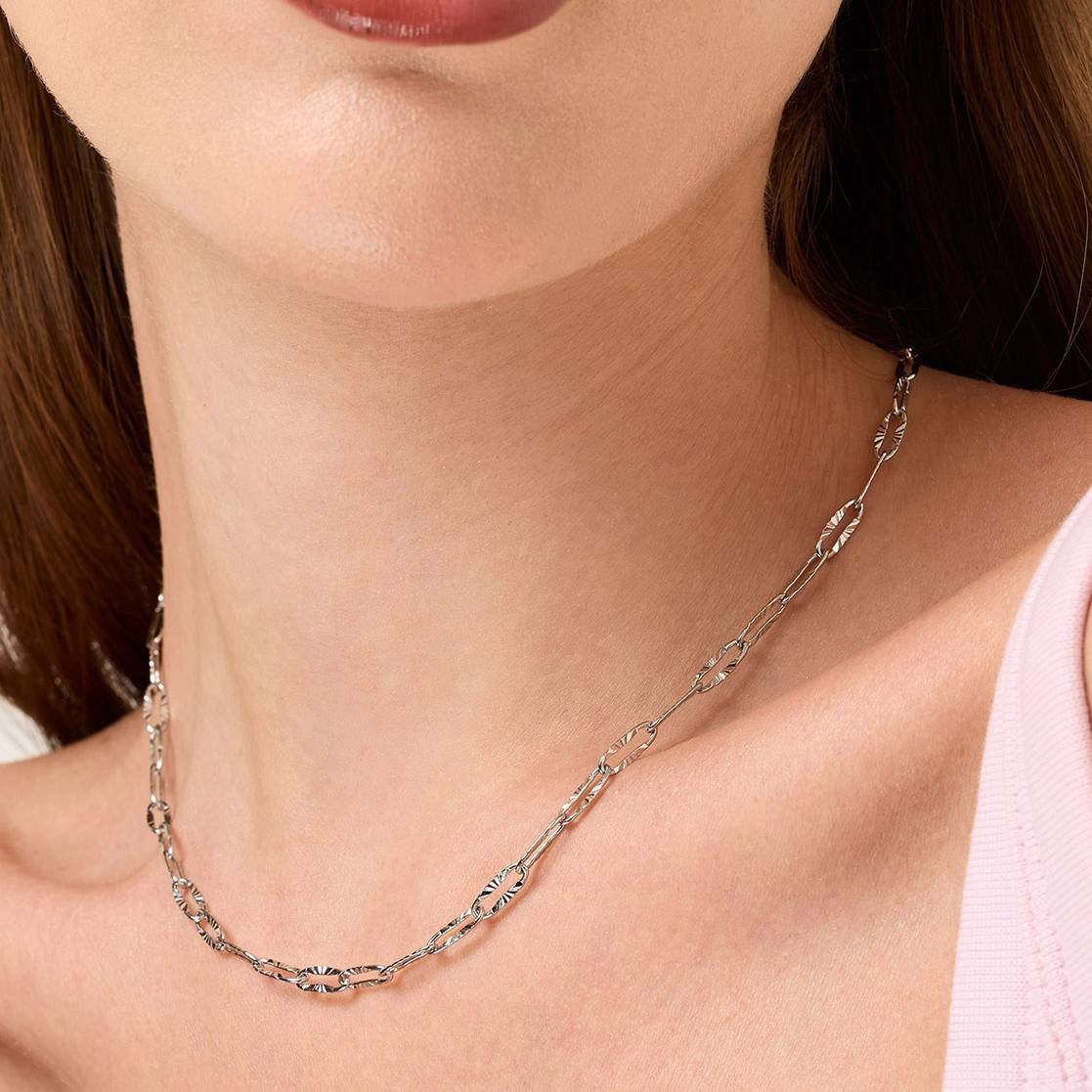 Paperclip Crush Necklace Silver