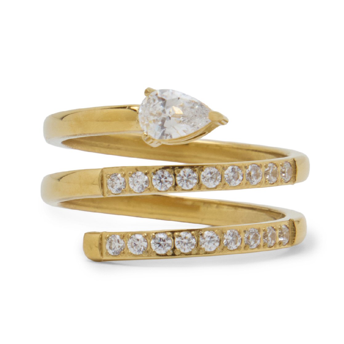 Serpentine Crystal Ring Gold