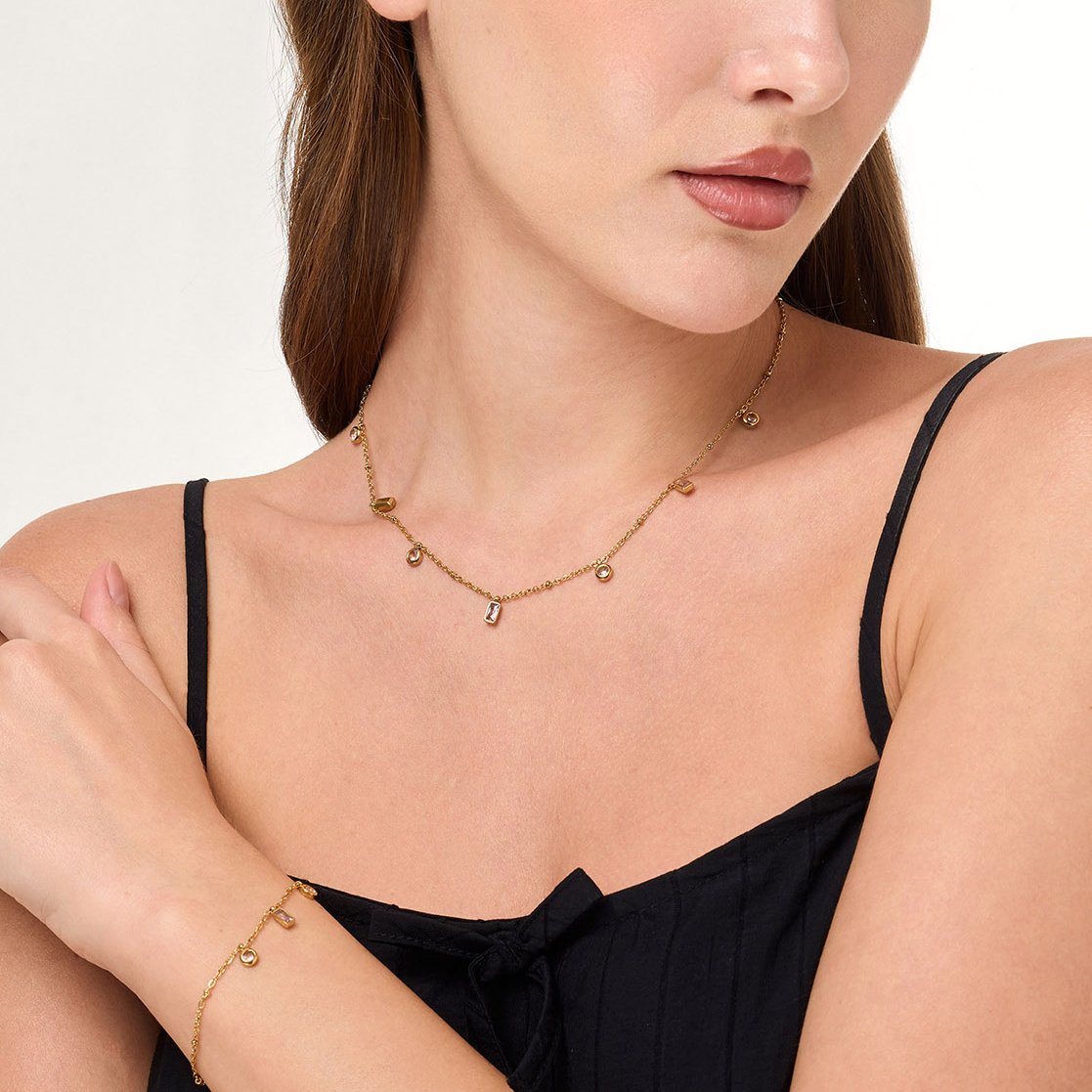 Pink Sprinkle Charm Necklace & Bracelet Set